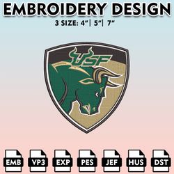 south florida bulls embroidery files, embroidery designs, ncaa embroidery files, digital download