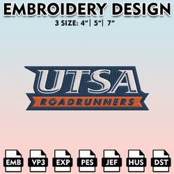 utsa roadrunners embroidery files, embroidery designs, ncaa embroidery files, digital download