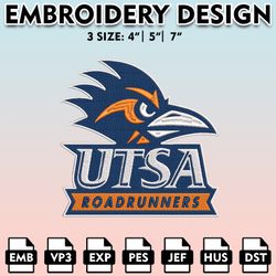 utsa roadrunners embroidery files, embroidery designs, ncaa embroidery files, digital download.