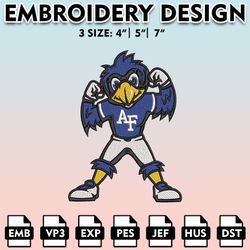 air force falcons embroidery files, embroidery designs, ncaa embroidery files, digital download.