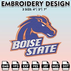 boise state broncos embroidery files, embroidery designs, ncaa embroidery files, digital download.