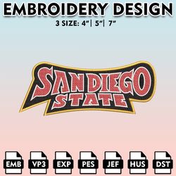 san diego state aztecs embroidery files, embroidery designs, ncaa embroidery files, digital download.