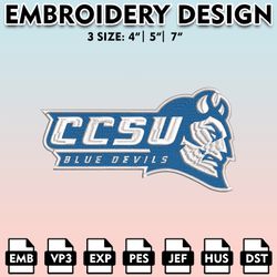 central connecticut blue devils embroidery files, embroidery designs, ncaa embroidery files, digital download...
