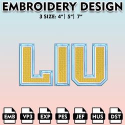 long island university sharks embroidery files, embroidery designs, ncaa embroidery files, digital download...
