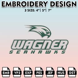 wagner seahawks embroidery files, embroidery designs, ncaa embroidery files, digital download