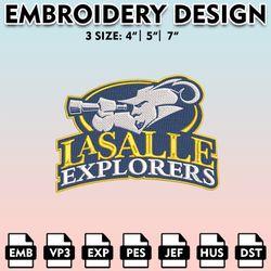 la salle explorers embroidery files, embroidery designs, ncaa embroidery files, digital download.