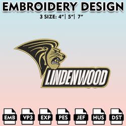 lindenwood lions embroidery files, embroidery designs, ncaa embroidery files, digital download...