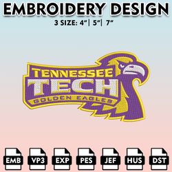 tennessee tech golden eagles embroidery files, embroidery designs, ncaa embroidery files, digital download.....