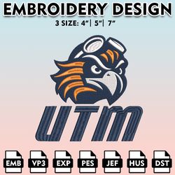 tut martin skyhawks embroidery files, embroidery designs, ncaa embroidery files, digital download