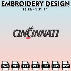 cincinnati bearcats embroidery files, embroidery designs, ncaa embroidery files, digital download..