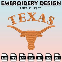 texas longhorns embroidery files, embroidery designs, ncaa embroidery files, digital download....