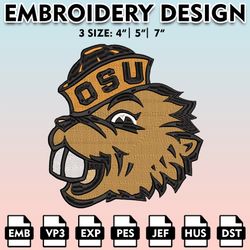 oregon state beavers embroidery files, embroidery designs, ncaa embroidery files, digital download