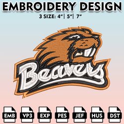 oregon state beavers embroidery files, embroidery designs, ncaa embroidery files, digital download.