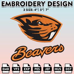 oregon state beavers embroidery files, embroidery designs, ncaa embroidery files, digital download..