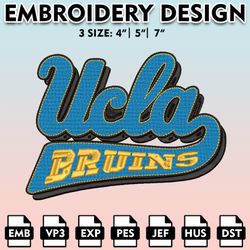 ucla bruins embroidery files, embroidery designs, ncaa embroidery files, digital download
