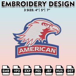american university eagles embroidery files, embroidery designs, ncaa embroidery files, digital download.