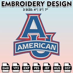 american university eagles embroidery files, embroidery designs, ncaa embroidery files, digital download..