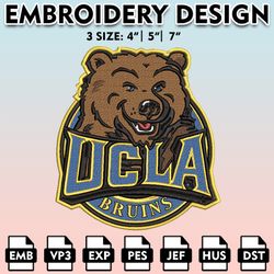 ucla bruins embroidery files, embroidery designs, ncaa embroidery files, digital download..