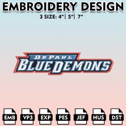 depaul blue demons embroidery files, embroidery designs, ncaa embroidery files, digital download.......