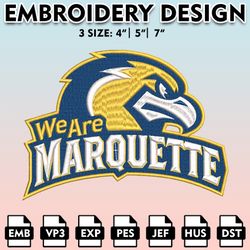 marquette golden eagles embroidery files, embroidery designs, ncaa embroidery files, digital download..