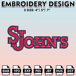 st johns red storm embroidery files, embroidery designs, ncaa embroidery files, digital download.......