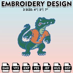 ncaa florida gators embroidery file, 3 sizes, 6 formats, ncaa machine embroidery design, ncaa logo, ncaa teams 1