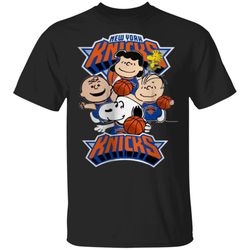 peanuts characters mashup new york knicks gift family t-shirt