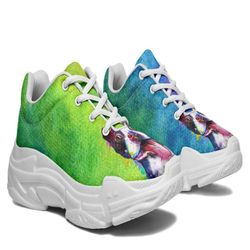 rainbow boston terrier chunky sneakers