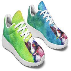 rainbow boston terrier sneakers