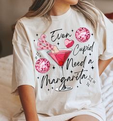 even cupid need a margarita retro valentine shirt, trendy valentine shirt, disco ball, funny vday shirt, popular trendy