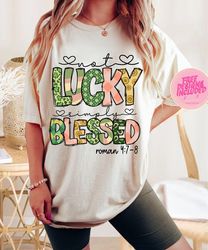 not lucky simply blessed roman 4:7-8 shirt, bible verses shirt, patrick doodles shirt, leopard print saint patrick day