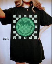 checker smiley st patricks shirt, st patricks day shirt, shamrock smiley shirt, retro st patricks shirt