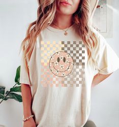 smiling flower shirt, vintage smiley face trendy graphic shirt, oversized, boho, birthday gift