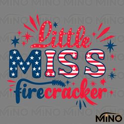 patriotic day little miss firecracker svg