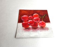 red currant painting original oil art still life 6 by 6 inch