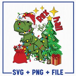 rex the halls christmas svg, christmas dinosaur svg, merry christmas png, merry christmas svg