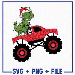 t rex truck christmas svg, christmas dinosaur svg, merry christmas png, merry christmas svg