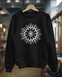 men's clothing cotton sweatshirt print 'trishula' mandala print black wear men pullover