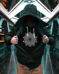 men's hoodie print 'mandala' essential clothes black hoodie print mandala regular fit hoodie urban hoodie