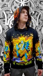 blacklight hoodie "kali" fullprint hoodie unisex clothing trippy pullover psychedelic wear festival clothing