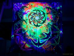 psychedelic blacklight tapestry "freedom wave" trippy backdrop psy trance festival banner acid poster home wall decor uv