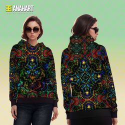 trippy hoodie uv reaction psychedelic print festival clothing unisex wear abstract women hoodie men hoodie