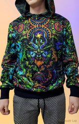 trippy hoodie uv reaction psychedelic print festival clothing unisex wear abstract women hoodie men hoodie