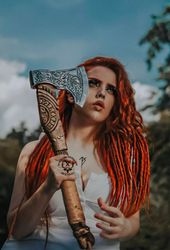 hand forged carbon steel viking axe - perfect gift custom viking axe with rose wood shaft - blademaster