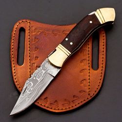 distinctive edc: handmade damascus knife - perfect gift for him