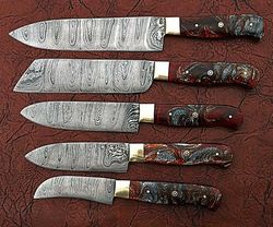 handcrafted damascus steel kitchen knife set - bm-5008