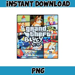 grand theft bluey png, bluey family matching png, bluey png, bluey friends png, bluey birthday png