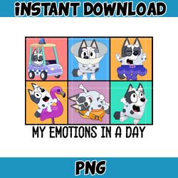 muffin my emotions in a day png, bluey family matching png, bluey png, bluey friends png, bluey birthday png.