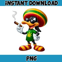 cartoon duffy duck png,high quality cartoon rasta digital designs, weed png, smoking png, instant download