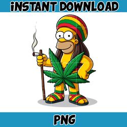 cartoon homer simpson png,high quality cartoon rasta digital designs, weed png, smoking png, instant download